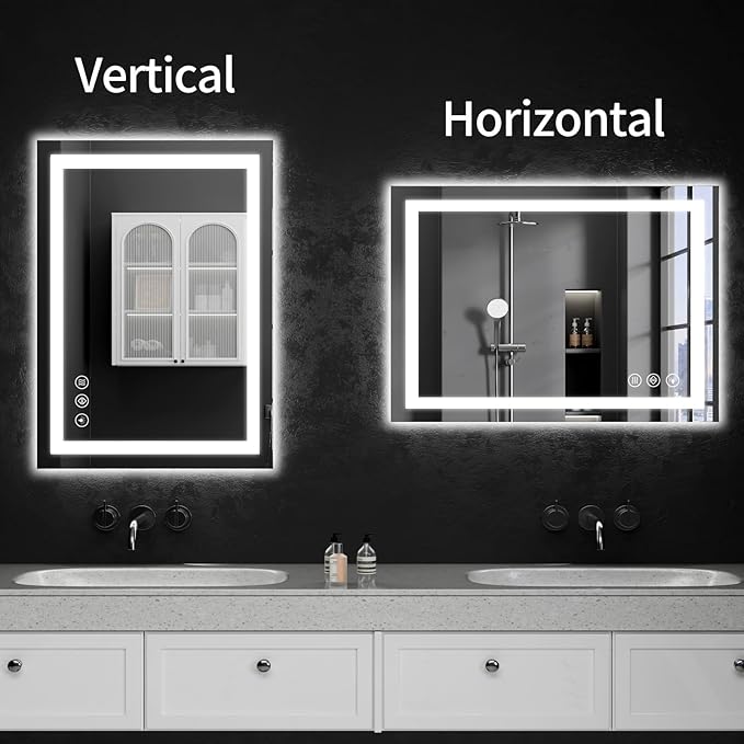 LED Bathroom Mirrors 20"x30" Bathroom Mirror with Lights for Wall, Backlit + Front Lit, 3 Colors, Anti-Fog, Dimmable Brightness for Vanity,Bathroom, Entryway, Living Room
