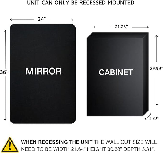 Matt Black Rectangle Recessed Bathroom Medicine Cabinet with Mirror Stainless Steel Metal Framed Rounded Rectangular Bathroom Cabinet with Mirror 24x36''