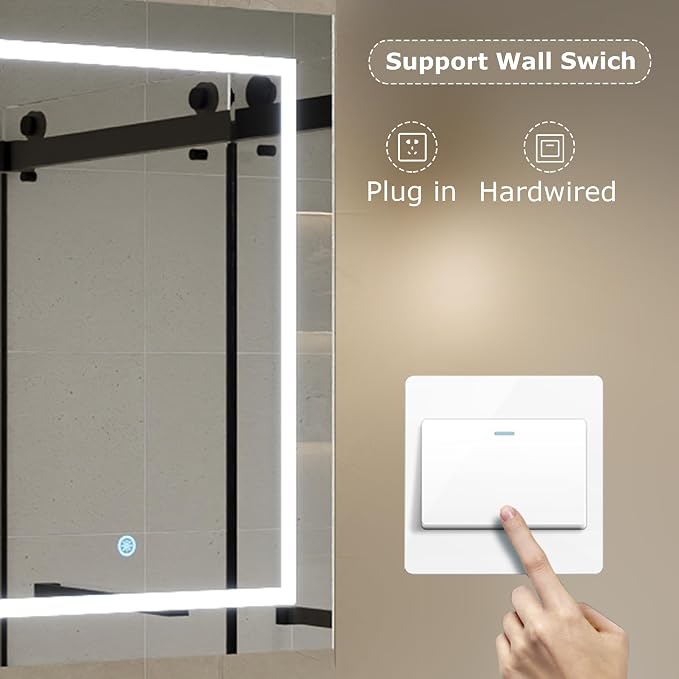 DeerValley Led Lighted Medicine Cabinet with Mirror, 48" W x 32" H | Mirrored Medicine Cabinet with Lights for Bathroom with Defogger & Dimmable 3-Color, DV-1VM0186