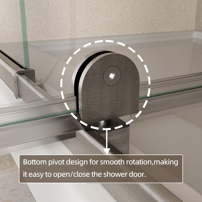 Royal Guard 38-42" W x 71" H Pivot Swing Glass Shower Door,Brush Nickel | 4-Inch Adjustable Width for Walk-in Shower, 6mm Clear SGCC Tempered Glass, Reversible DIY Installation&Waterproof