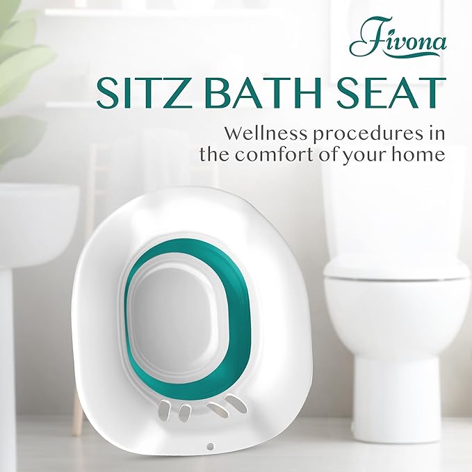 Fivona Sitz Bath for Toilet Seat Postpartum and Hemorrhoids Care - Yoni Steam Seat - Foldable Basin for Epsom Salt Soak - Portable Bidet BPA Free Temperature Resistant - Universal Fit - Green