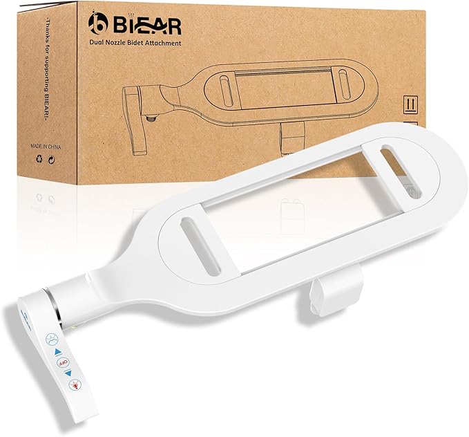 6mm Slim Bidet, Bidet Attachment for Toilet, Bidet Toilet Seat Sprayer Jet with Dual Nozzles Front & Back Washing for Women Men Easy Use Right Handle Non-Electric Fresh Cold Water Bidet