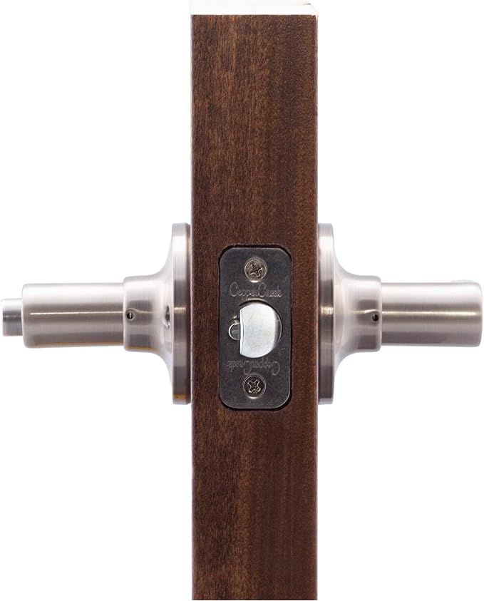 Copper Creek DL1241SS Daley Push Button Keyed Entry Door Lever, Satin Nickel