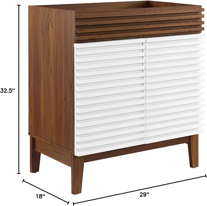 Modway Render 30" Bathroom Vanity in White Walnut - Sink Basin Not Included