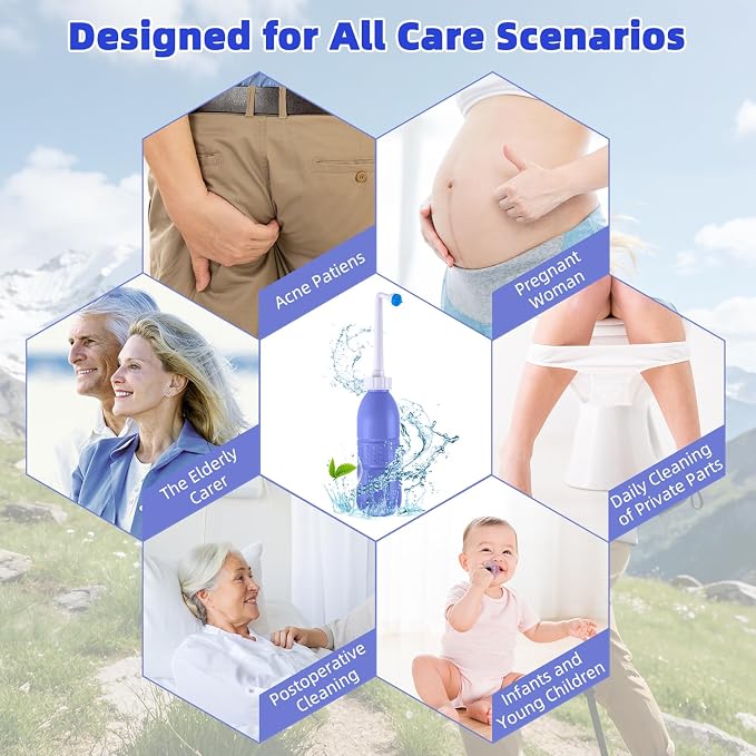 Hibbent Portable Bidet Sprayer and Travel Bidet with Hand Held Bidet Bottle for Personal Cleansing Use Extended Nozzle - Personal Hygiene Care Toilet Bidet Shower/Bathroom Bidet Spray -21.8oz(620ml)