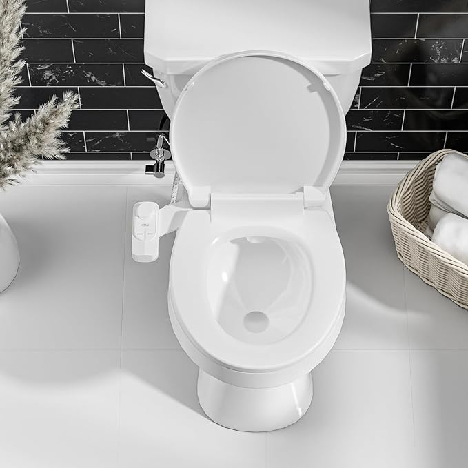 SAMODRA Non-Electric Bidet - Self Cleaning Dual Nozzle (Frontal and Rear Wash) Fresh Water Bidet Toilet Seat Attachment with Independent Adjustable Water Pressure (Classic White)