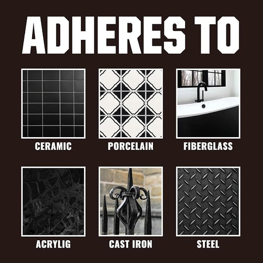 Black Tub Tile Spray Paint High Gloss Spray Paint Waterproof Black Bathtub Tile Refinishing Kit for Tiles Ceramic Porcelain Fiberglass Resurfacing Bathroom Walls Bathtubs Sinks Countertops Toilet