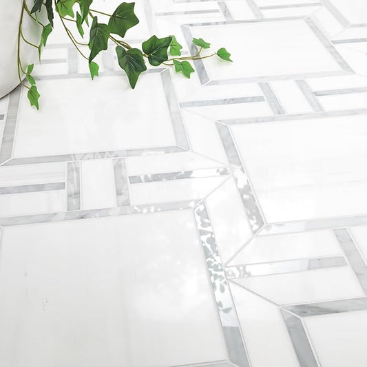 MSI Bianco Dolomite Alana 11 in. x 13 in. Polished Marble Mosaic Floor and Wall Tile for Bathroom, Kitchen Backsplash, Accent Wall Tile, and Shower Wall Tile