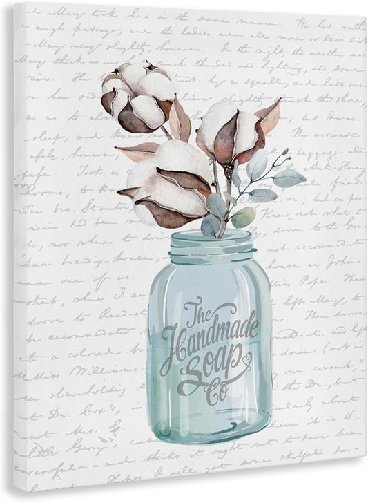 'Handmade Soap Jar & Cotton Flower'| Canvas Art | Stupell Industries | 24 x 30 Inches, Easy to Hang and Sturdy, Made in USA, by Lettered and Lined