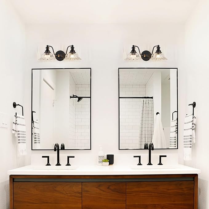 Farmhouse Bathroom Light Fixtures Black Vanity Lights for Bathroom 2 Light Vanity Light Fixtures