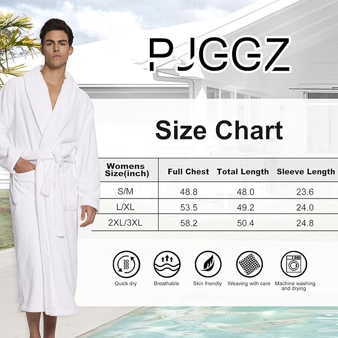 Men's Shawl Collar Bathrobe, Soft Long Towel Robe for Men - Super Absorbent Quick Dry yet Warm