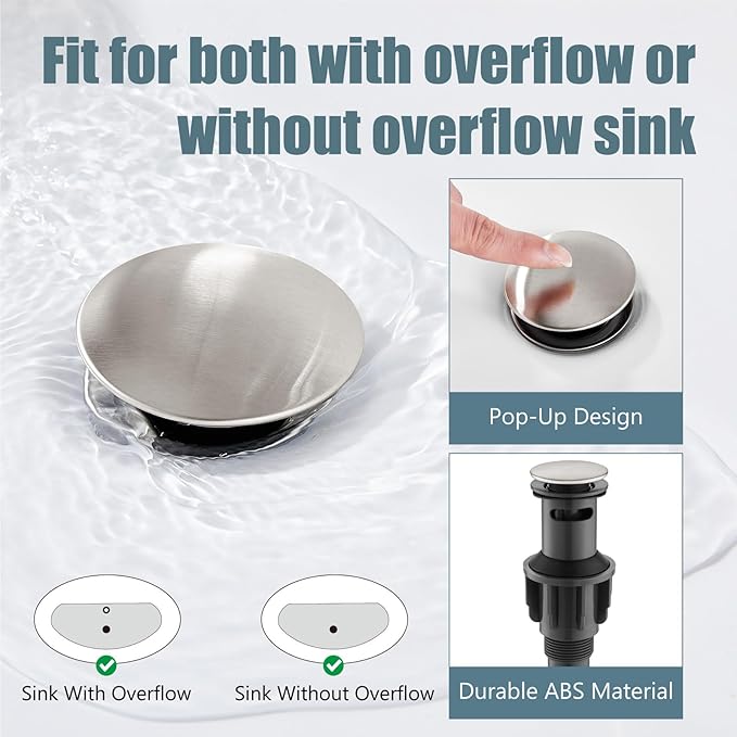 Aolemi 4 Inch Centerset Bathroom Sink Faucet Vintage 2 Cross Handle RV Mixer Tap Basin Vanity Lavatory Utility for Sink 3 Hole Include Hoses Pop Up Drain Faucet Handle with Label Brushed Nickel