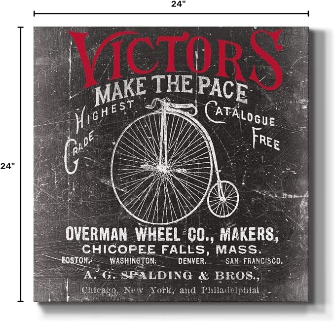 Renditions Gallery Antique Bicycle Wall Art, Premium Gallery Wrapped Canvas Decor, Ready to Hang, 24 in H x 24 in W, Made in America Print