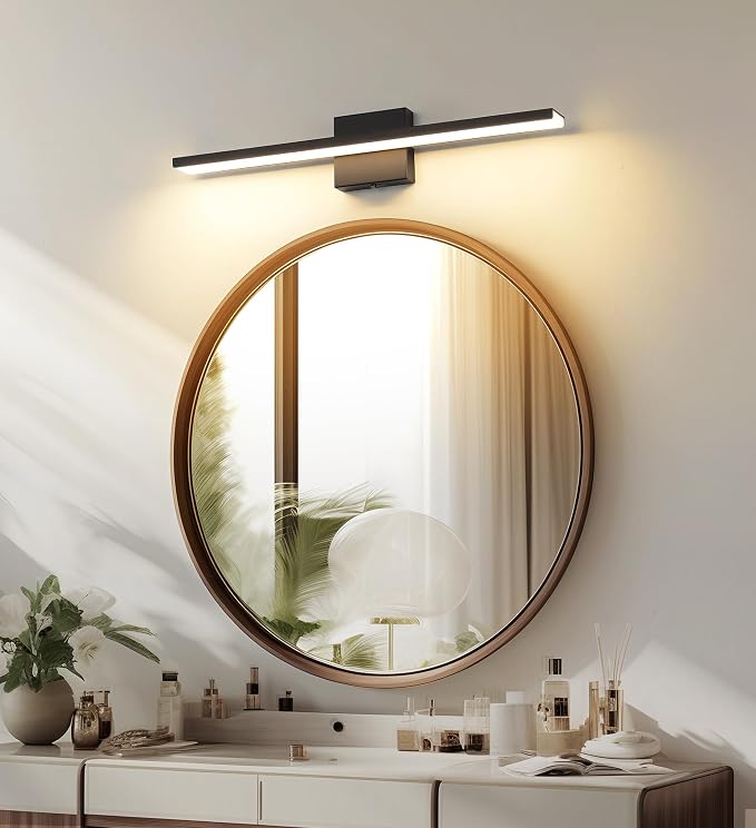 JUSHENG Black Vanity Lights for Bathroom 5CCT Dimmable Bathroom Vanity Light Fixtures LED Vanity Light Bar 24'' Inch 24W ETL Certificated
