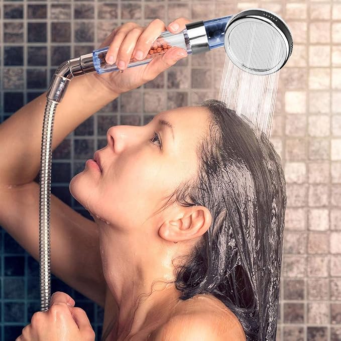 NOSAME Shower Head, Filter Filtration High Pressure Water Saving 3 Mode Function Spray Handheld Showerheads for Dry Skin & Hair | Handheld Showerheads, Filter Filtration High Pressure Water Saving 3 Mode Function Spray Shower Head for Dry Skin & Hair