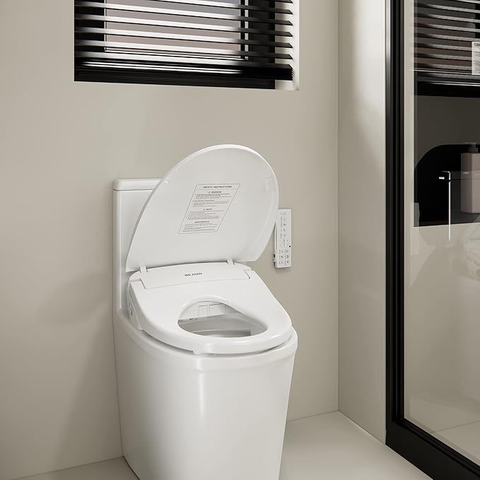 X1 Electric Bidet Seat for Elongated Toilets with Remote Control- Electronic Heated Toilet Seat with Endless Warm Water and Multifunctional Wash Functions,White,Easy Installation