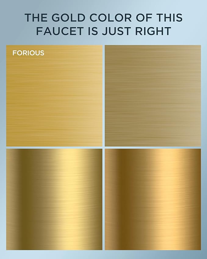 FORIOUS Gold Bathroom Faucet Centerset 4 Inch, Gold Vanity Faucet Remodel | CUPC Two Handle 4" Brushed Gold Centerset Bathroom Faucet 2 Hole with Accessories for Hospitality,Real Estate Procurement