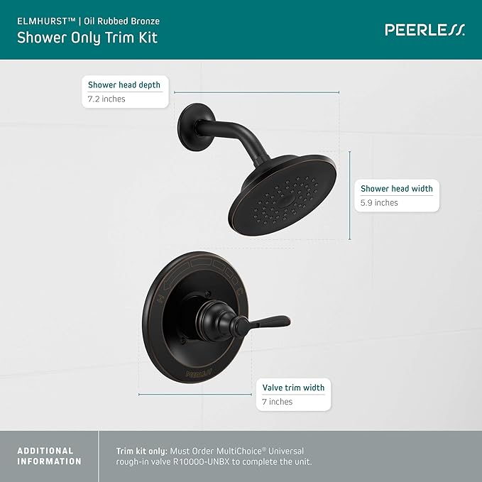 Peerless PTT14265-OB Elmhurst Trim kit Shower Only, Without Tub Spout, Oil-Rubbed Bronze
