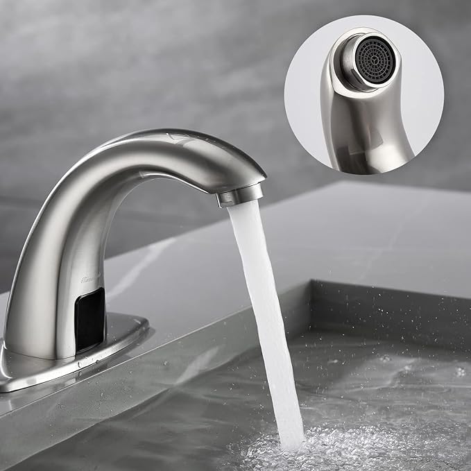 Charmingwater Touchless Bathroom Sink Faucet with Automatic Sensor, Motion Bathroom Faucet with Hole Cover Plate, Brushed Nickel
