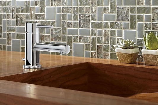 Moen Align Chrome One-Handle Single Hole Low Profile Modern Bathroom Faucet with Drain Assembly, 6191