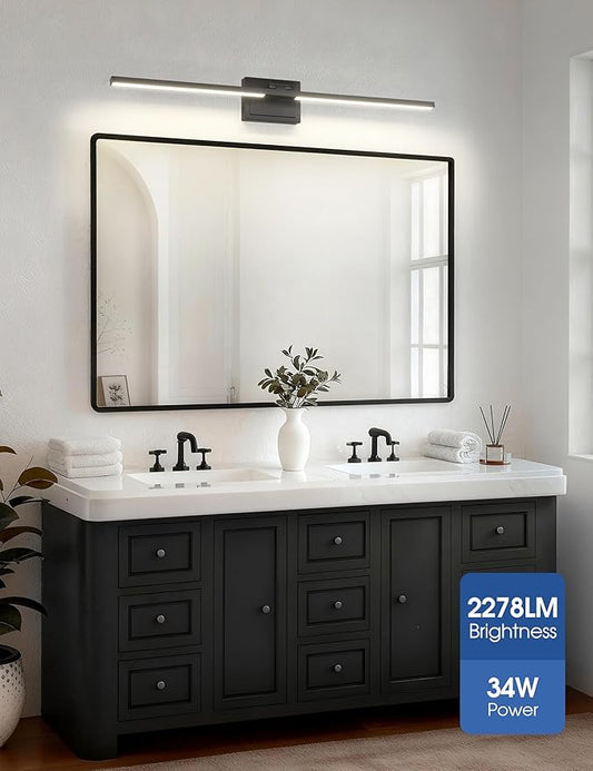 VOLISUN Bathroom Vanity Light 39.4 inch, 5CCT Dimmable, 34W LED Bathroom Light Fixture Over Mirror, Black Bar Vanity Lights for Bathrooms Mirror Cabinets