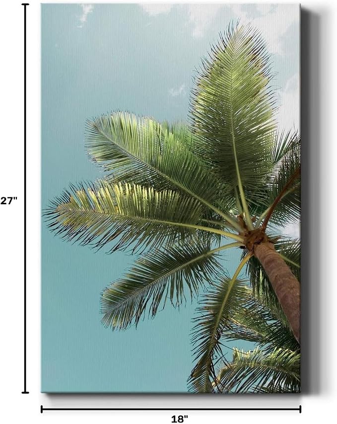 Renditions Gallery Nature Canvas Wall Art Paintings for Wall Decoration Palm Tree Sunlight Sky View Wall Hanging Tropical Artwork Prints for Bedroom Living Room Office Kitchen - 18"x27" LT02