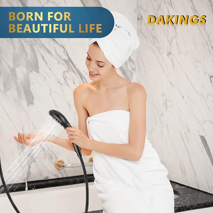 6 Spray Modes High Pressure Handheld Showerhead Set Upgraded 5 Inches Shower Head with Handheld Spray Matte Black Handheld Shower Head 60 Inches Stainless Steel Hose-1-Min Install