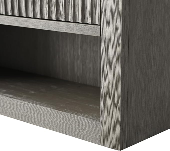 HOMEBEYOND 24 Inches Bathroom Vanity Wall Mount Storage Cabinet & Shelves, Free-Standing Vanity with Soft-Closing Doors, Golden Brushed Handware, Driftwood Gray