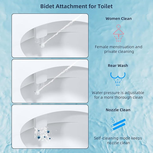 Hibbent Bidet Attachment for Toilet with Self Cleaning Dual Nozzle, Hot and Cold Water Spray Non-Electric Mechanical Toilet Seat Bidet for Rear or Female Washing Sanitizing, Rose Gold