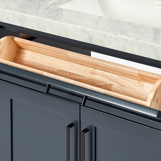 Isabella 66" Midnight Blue Double Bathroom Vanity, 1.5" Edge Italian Carrara Marble Countertop, Rectangular Sinks, 4 Soft Closing Doors, 6 Dovetail Drawers