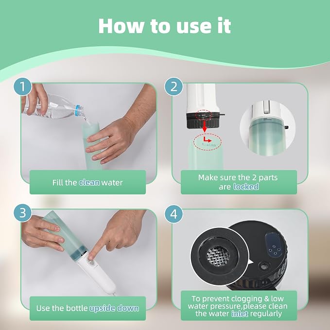 Hibbent Portable Bidet for Travel, High Pressure Handheld Electric Sprayer, Rechargeable Travel Bidet for Women & Men, Personal Hygiene Cleaning, Soothing Postpartum Care, perineal, Green