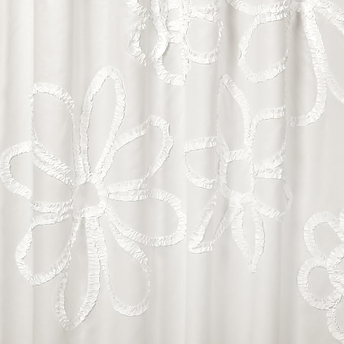 Lush Decor White Ruffle Flower Polyester Shower Curtain,72" W x 72" L (Pack of 6)