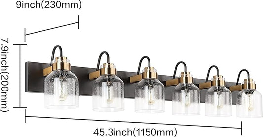 PRESDE Bathroom Vanity Light Fixtures Over Mirror 6 Light Vintage Bronze Brushed Black Bath Vanity Lighting