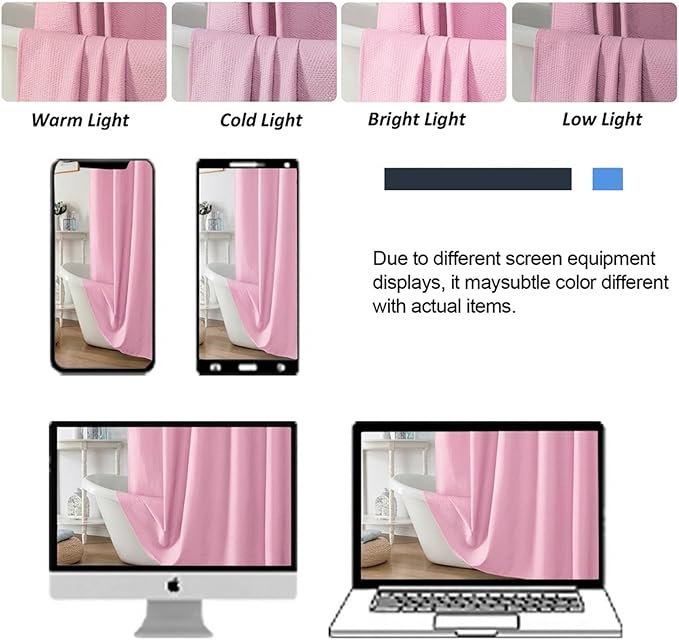 Hot Pink Stall Shower Curtain for Bathroom, 3D Embossed Textured Fabric Small Shower Curtain for Narrow Stall Size, Machine Washable Water Resistance, Hotel Style, 36" W x 72" L, Hot Pink