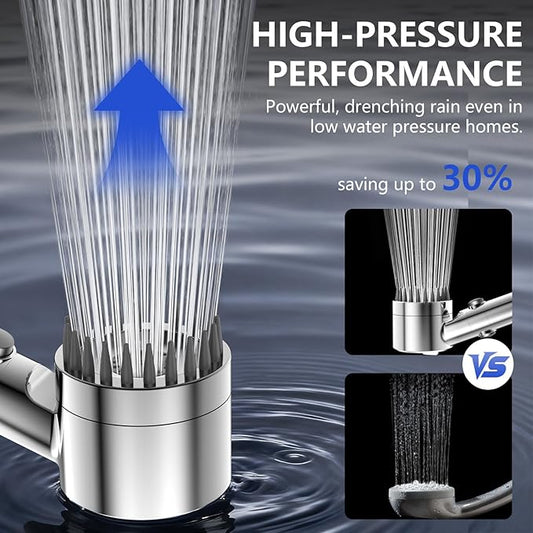 Filtered Shower Head with Handheld, High Pressure Water Flow and Multiple Spray Modes Shower Head with Filter, Power Wash for Hard Water, Showerhead with ON/OFF Switch for Pets Bath (Chrome) | ON/OFF Switch,4 Spray,Built-in Power Wash,Detachable Shower...