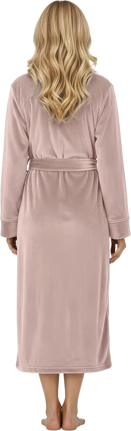 NY Threads Women's Fleece Shawl Collar Bathrobe Plush Long Spa Robe, Medium