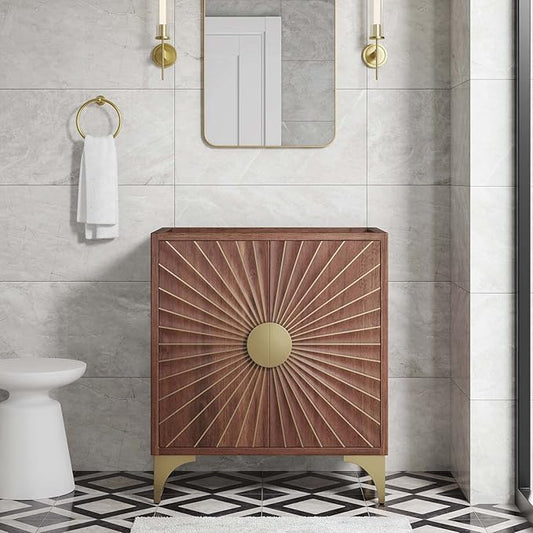 Modway Daylight Bathroom Vanity Cabinet-Sink Basin Not Included, 30 Inch, Walnut