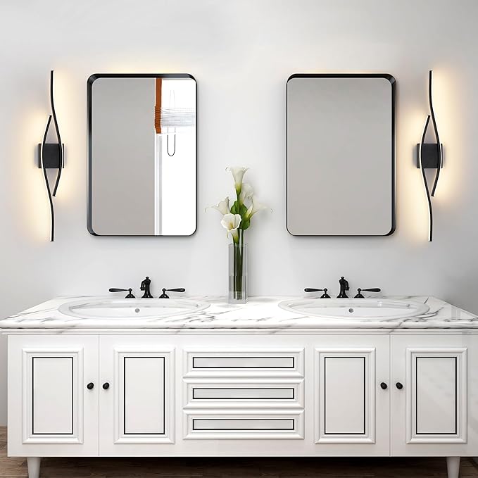 Joossnwell Vanity Light Modern Bathroom Lighting Fixture Over Mirror Black | 31.5 Inch Vanity Light Bar Dimmable 5CCT Vanity Lighting Led Bath Wall Lamp