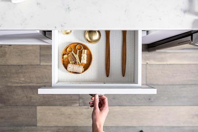 EasyLiner Select Grip Shelf Liner - Easy to Install & Cut to Fit - Non Slip, Non Adhesive, Drawer Shelf & Cabinet Liner for Kitchen, Bathroom, Pantry Cupboards - 12in. x 24ft. - Light Grey