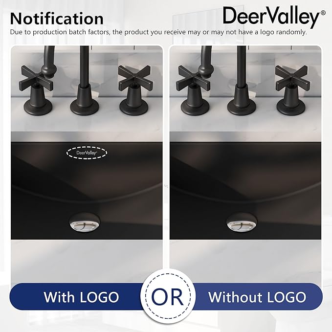 DeerValley DV-1U0086 Ally Undermount Bathroom Sink 21'' x 15'' Rectangular Bathroom Undermount Sink Vitreous China Bathroom Sink with Overflow, Matte Black
