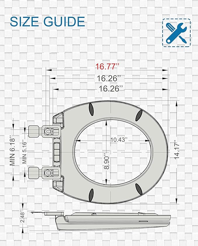 Round Toilet Seat with Slow Close Standard Toilet Seat,Quiet Toilet Cover Seat Toilet Lid Durable Refused to Loosen Easy to Install & Clean,White