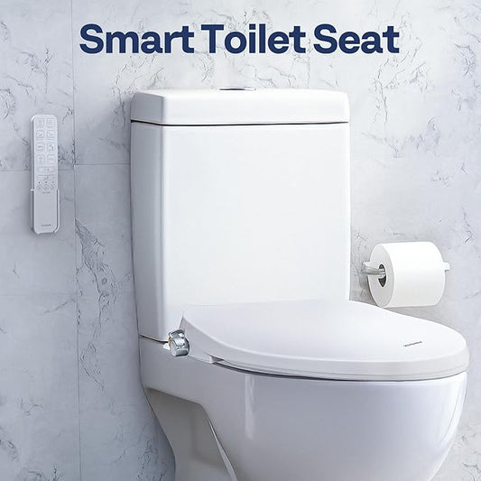 VIVOHOME Smart Heated Bidet Toilet Seat with Remote Control, Self-Cleaning Dual Nozzles for Rear and Front Cleansing, Adjustable Temperature Settings with Warm Air Dryer, Soft Close Lid, Nightlight