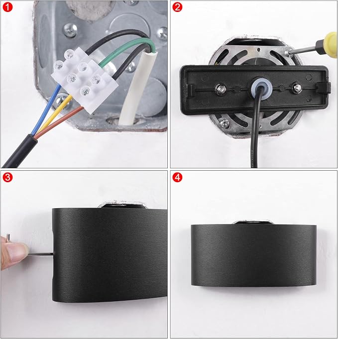 Kawell 6W Waterproof Modern Wall Sconces LED Wall Light Up Down Aluminum Wall Lamp LED Indoor Outdoor for Bathroom Bedroom Living Room Porch Stairs Hotels Garden Pathway, Black 6000K