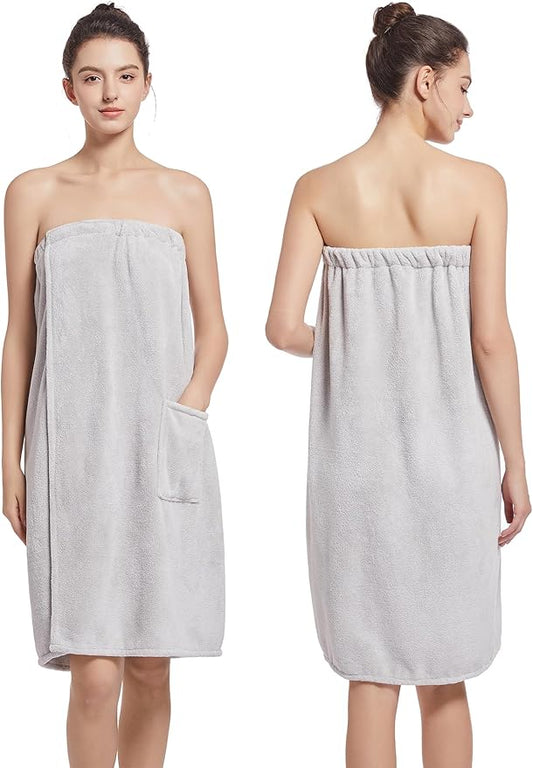 Women'S Soft Wrap Towel Full Length,Bath Robe After Shower Female Plush Long,Spa Bathrobes Lightweight With Pockets
