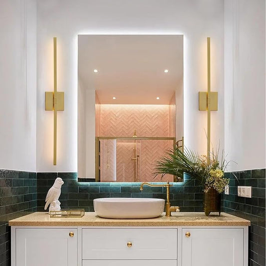 Gold Bathroom Vanity Light Fixtures - 30 inch Rotatable Modern 5CCT LED Vanity Lights for Bathroom Lighting Fixture Over Mirror Dimmable Bathroom Wall Sconce