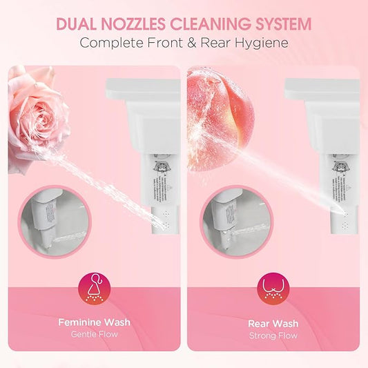 Jamini Ultra-Slim Non-Electric Toilet Bidet Attachment with Dual Nozzles, Rear and Female Front Wash, Single Cold Water with Adjustable Pressure, 0.23" Slim Design, Detachable for Easy Cleaning