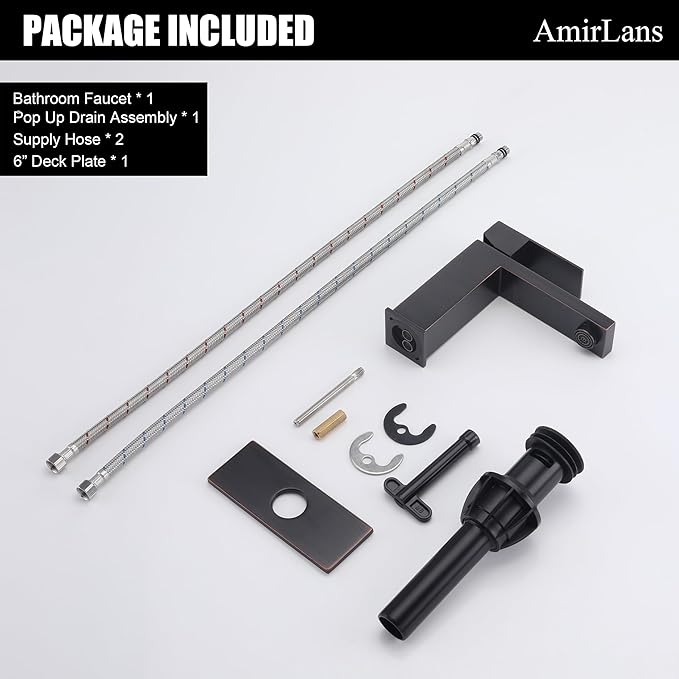 Oil Rubbed Bronze Bathroom Faucet 1 Hole | Stainless Steel Single Hole Bathroom Sink Faucet with Pop Up Drain, Bronze Lavatory Sink Faucet