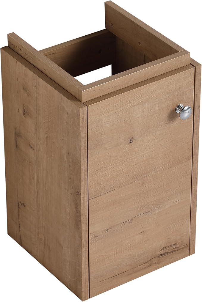 Malwee 12 Inch Wall-Hung Vanity, Corner Vanity, 12'' Floating Bathroom Vanity with Sink, with 1 Door and White Ceramic Basin Sink Top (045-12)