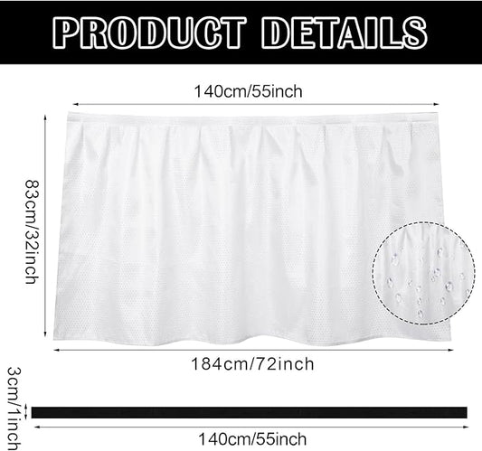 Fabric Sink Skirt Diamond Bathroom Stitch Self Stick Adhesive Waterproof Fabric Under Sink Curtain Skirt 55 x 32 Inch Adds Bathroom Storage(White,Fashion Style)