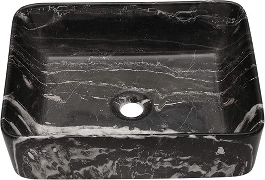 Lordear 19"x15" Rectangular Vessel Sink – Modern Above Counter Bathroom Sink Marble Porcelain Ceramic Vanity Art Basin